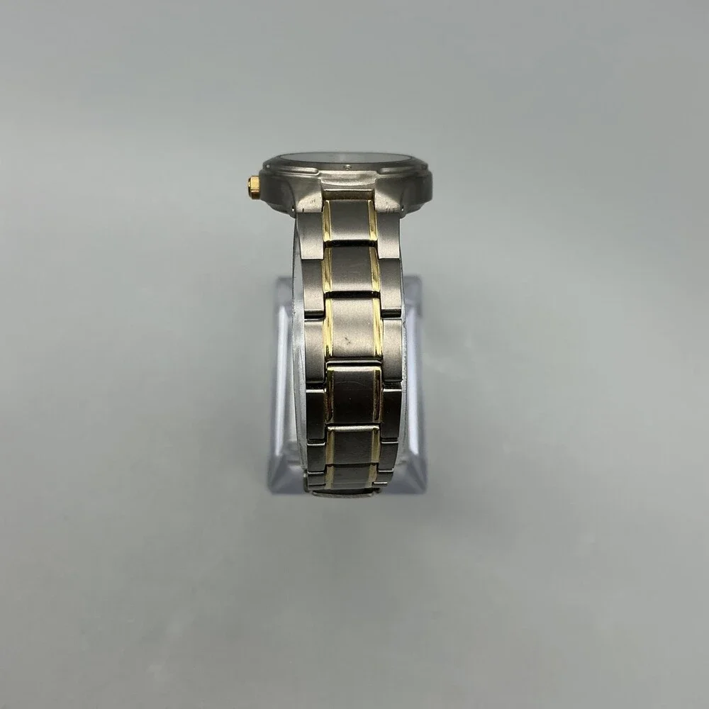 Seiko Womens Watch 26mm Black Dial Titanium Silver Tone Date New Battery 7.25
